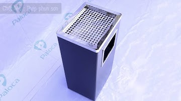 Thùng rác thép phun sơn có gạt tàn thuốc lá