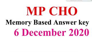 Mp Cho Answer Key  2020 Exam 6 December 2020 Memory Based Mp Cho Answer Key Exam 6 December 2020