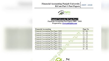 Financial Accounting B.Com Part 1 Past Papers 2009 to 2018 Punjab University