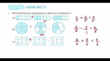 1q Ex 7.5 Fraction - maths. Write these fraction appropriately as addition or subtraction.