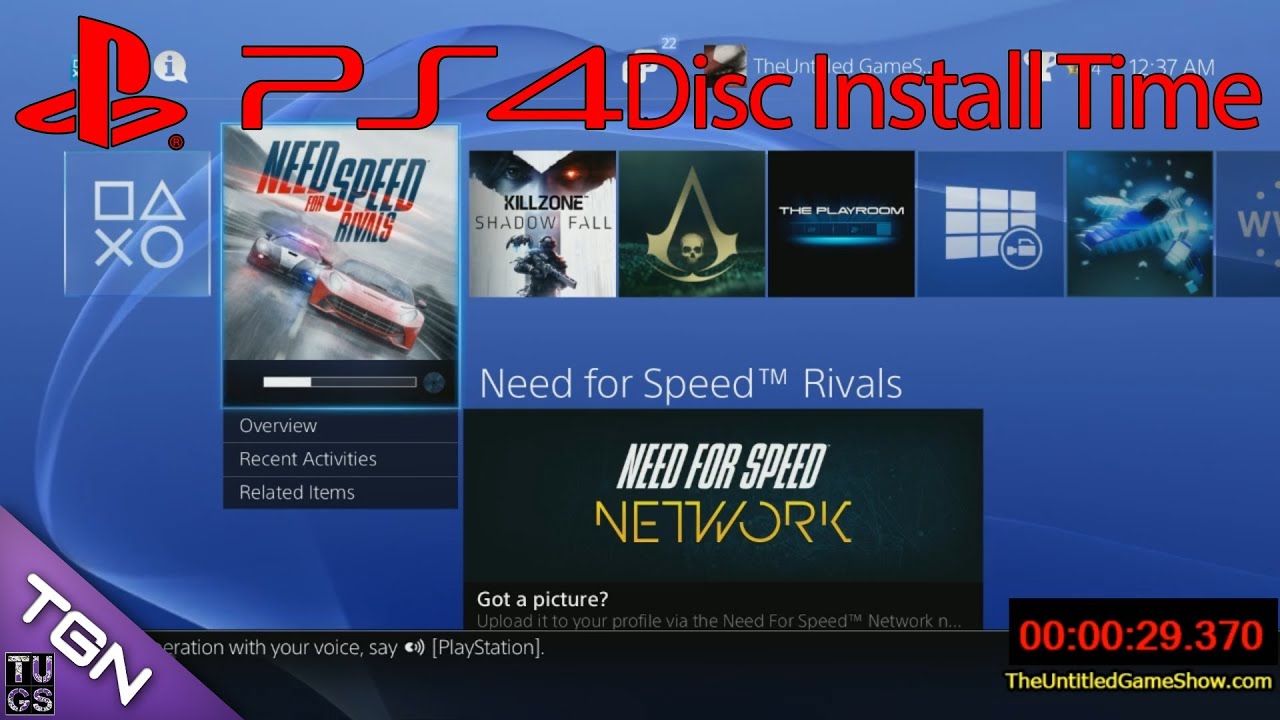 How Long it take to Install Need For Speed: RIVALS - PS4 Disc Install Times