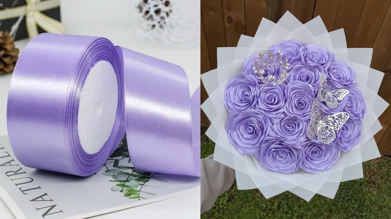 Ribbon Flowers bouquet| DIY Ribbon bouquet 💐 | Ribbon Flowers Bouquet Tutorial  