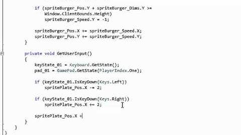 XNA 4 Course I Ch 05 02 CodingUserInputToMoveASprite