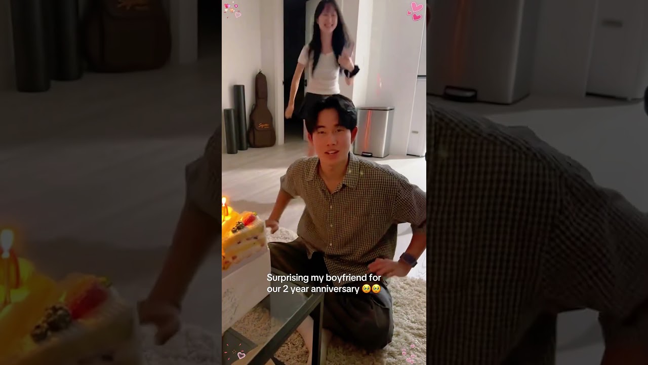 Long distance couple meeting surprise