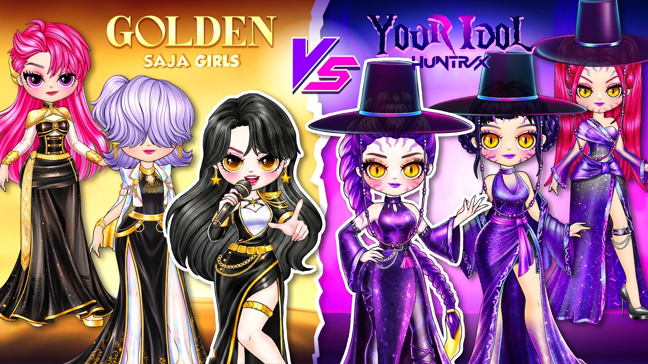 Golden vs Your Idol: What if Huntrix & Saja Boys Swapped Outfits? | Best DIY Fashion Paper Dolls
