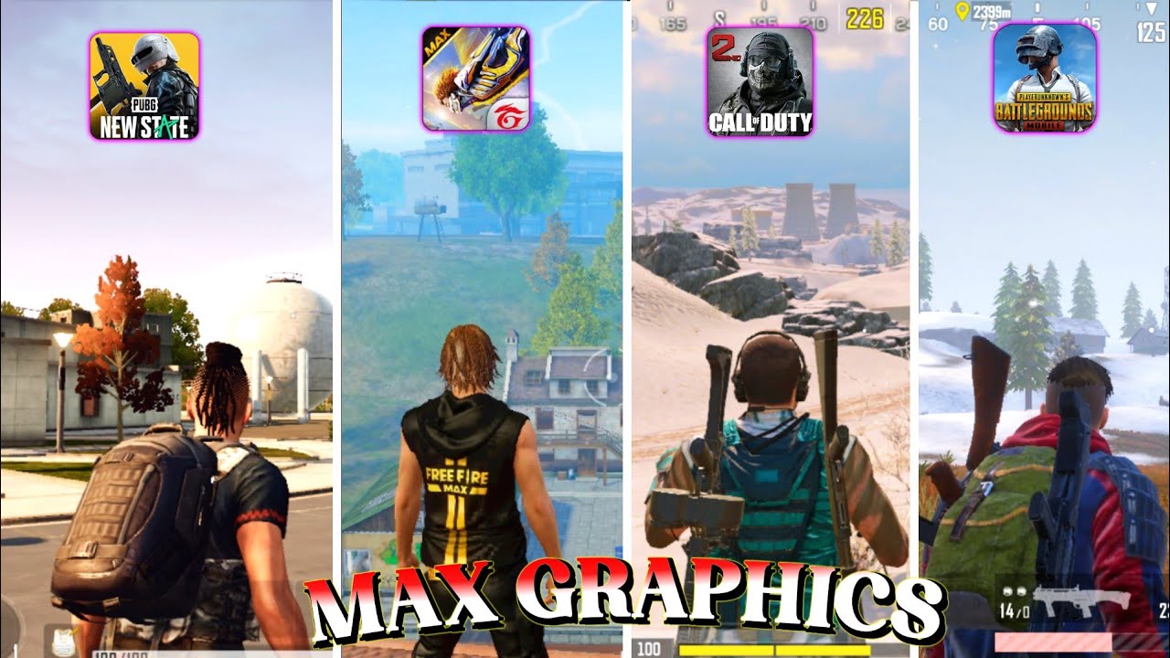 PUBG NEW STATE vs Free Fire Max vs CODM vs PUBGM - Comparison Max Graphics |