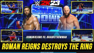 Roman Reigns Ring Break In WWE 2K23 Wrestling Braun Strowman Gameplay screenshot 5