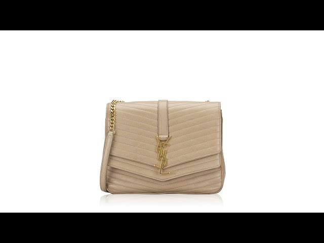 Saint Laurent Matelasse Chevron Monogram Sulpice Shoulder Bag Medium Beige  