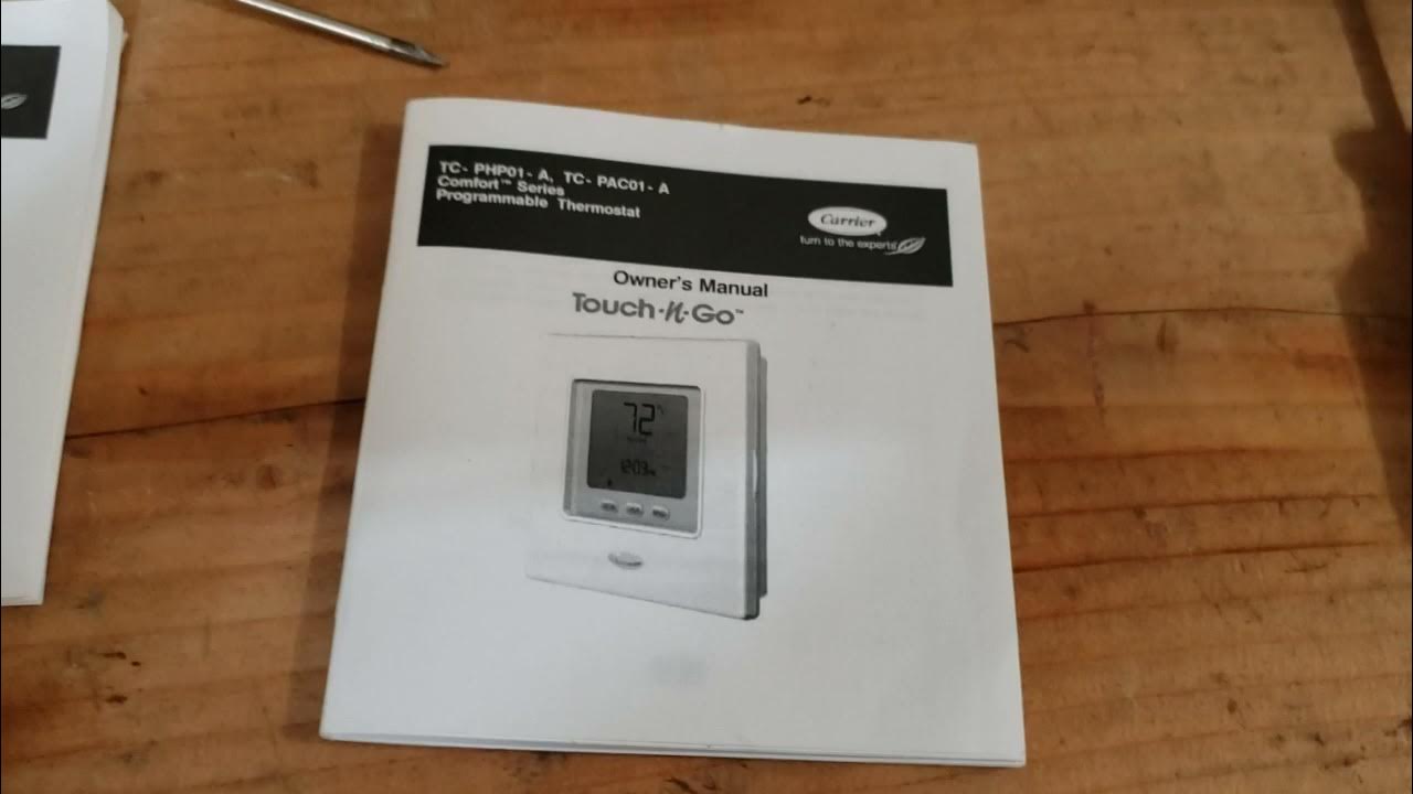 Carrier Touch n Go Thermostat programming YouTube