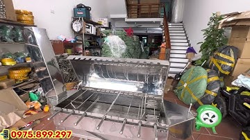 [ SIÊU PHẨM ] Máy Nướng Thịt Than Hoa Tự Động Loại 15 Xiên Inox Có Nắp-Ống Khói. .0975.899.297