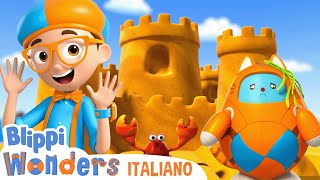 Blippi Costruisce un Castello di Sabbia | Blippi | Moonbug Kids - Cartoni Animati