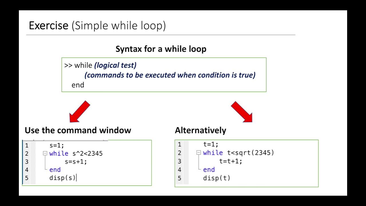 While loops in MATLAB. Simple example. - YouTube