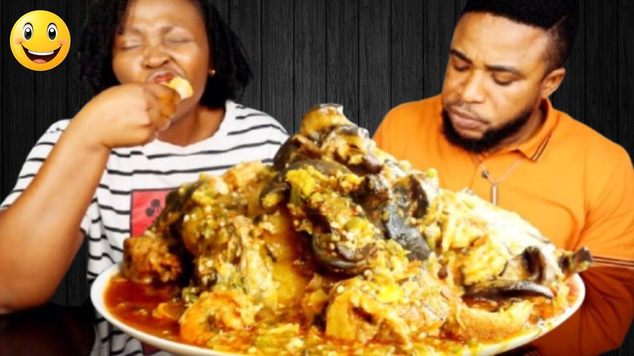 EATING MASSIVE EBA AND OKRO SOUP WITH ASSORTED MEAT | AFRICAN FOOD ...