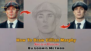 How to draw a face for beginners | Draw Cillian Marphy by Loomis Method 