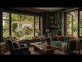 Elegant Garden Room Jazz 🌸 Soft Jazz with Sofa & Books, Flower Views for Calm Productive Days