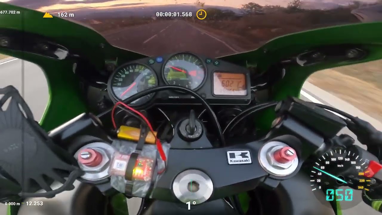 ZX12R ACCELERATION - GPS 0-100: 3.23  0-200: 8.40  1/4 mile: 10.58