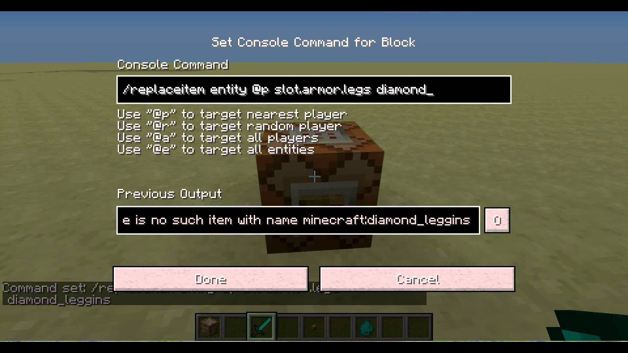 minecraft place blocks command e