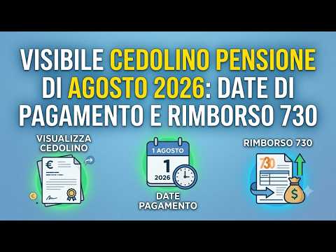 Video Visibile Cedolino Pensione di Agosto 2026: Date di Pagamento e Rimborso 730