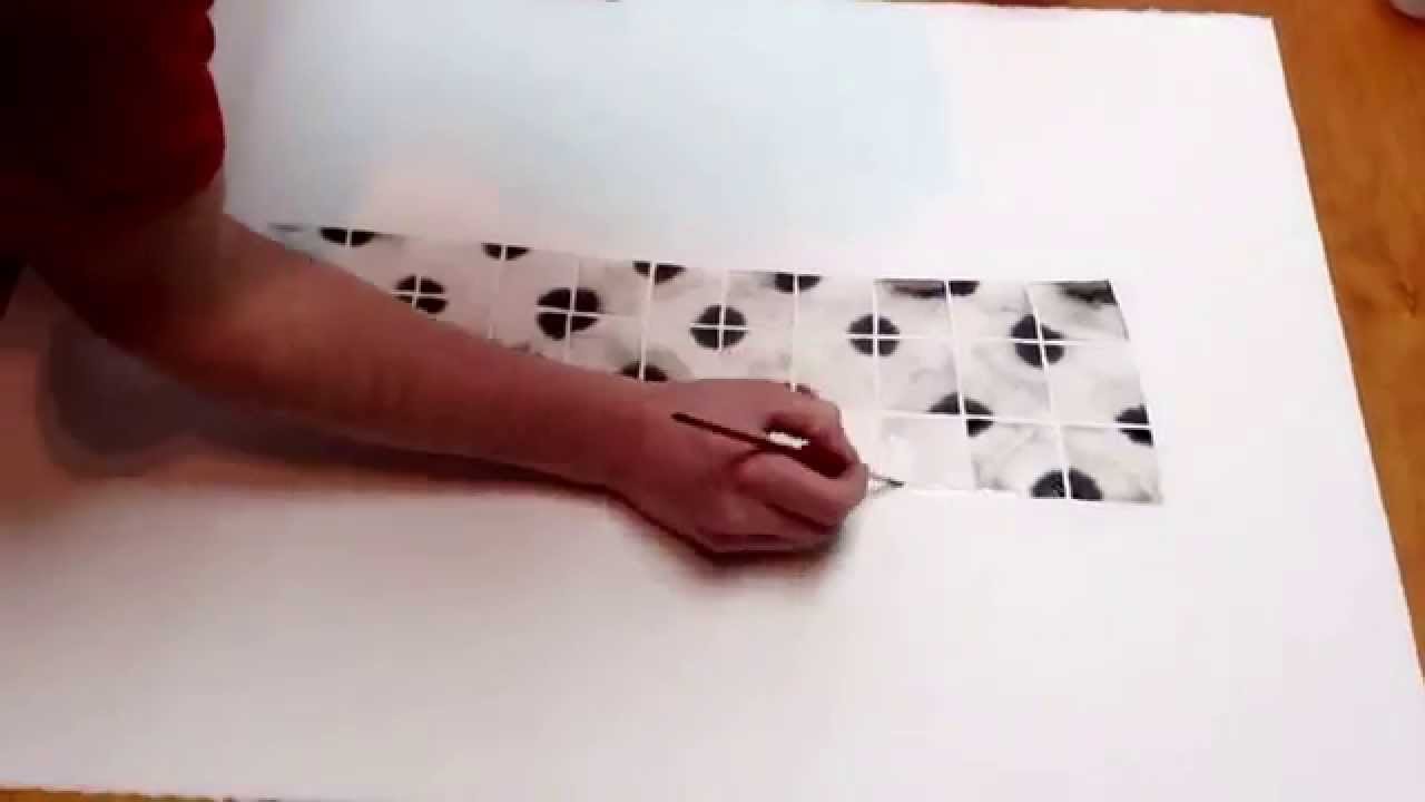 Ink wash grid drawing timelapse