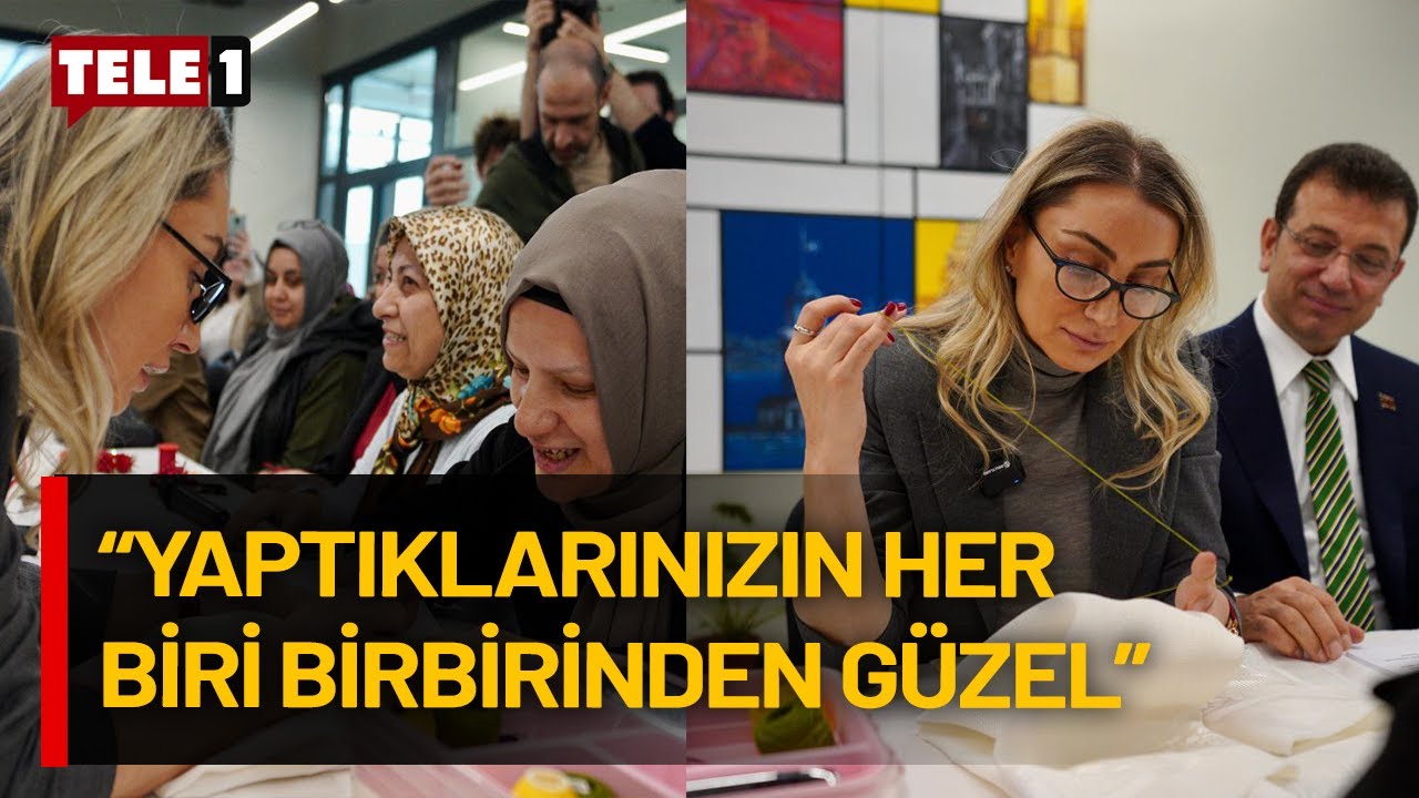 Dilek İmamoğlu İSMEK'te dikiş dikti, Ekrem İmamoğlu hayranlıkla izledi