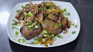 מתכון כבד עוף על אש גלויה פירה ובצל-Chicken liver on an open fire mashed potato and onion
