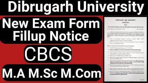 Dibrugarh University M.A M.Sc M.Com Exam Form Fillup Notice 2022 || New Exam Form Fillup Notice | DU