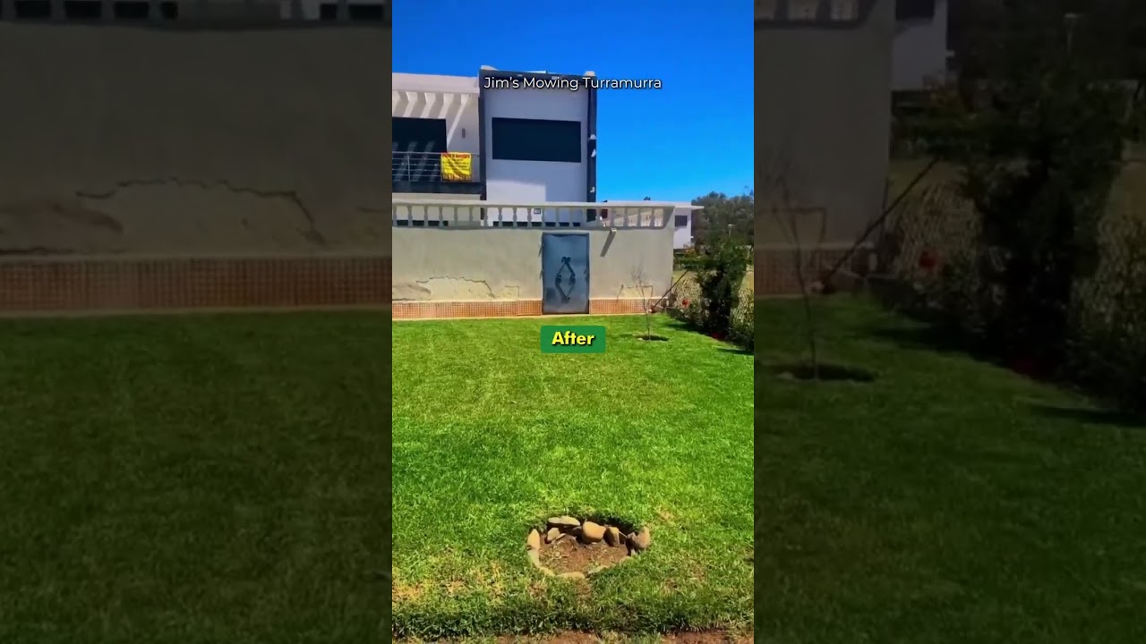 The freshly mowed lawn looks fantastic, but it's the sharp stone circles that truly stand out