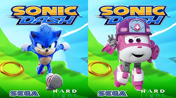 Sonic Dash vs Super Wings Jett Run - Movie Sonic vs All Bosses Eggman Zazz All Characters Unlocked