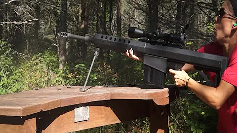Kelly Schneider shooting a 50 BMG.