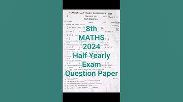 8th Maths 2024 Half Yearly Exam Question Paper | Dist.Kanchipuram & Thiruvallur |Class 8 #8th