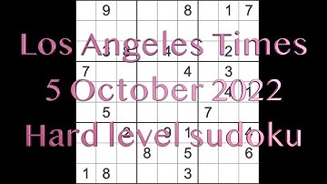Sudoku solution – Los Angeles Times sudoku 5 October 2022 Hard level