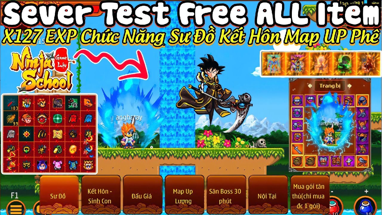 Ninja School Online Lậu Sv TEST Miễn Phí x127 EXP Làm Trùm PK 69 Vô Hạn Yên Xu Lượng Ngọc 10 Bao Phê