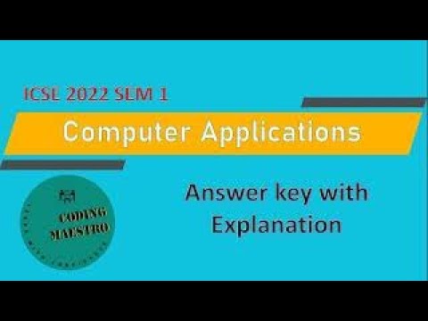 ICSE 10 | COMPUTER APPLICATIONS ANSWER KEY + QUESTION PAPER | SEM1 ...