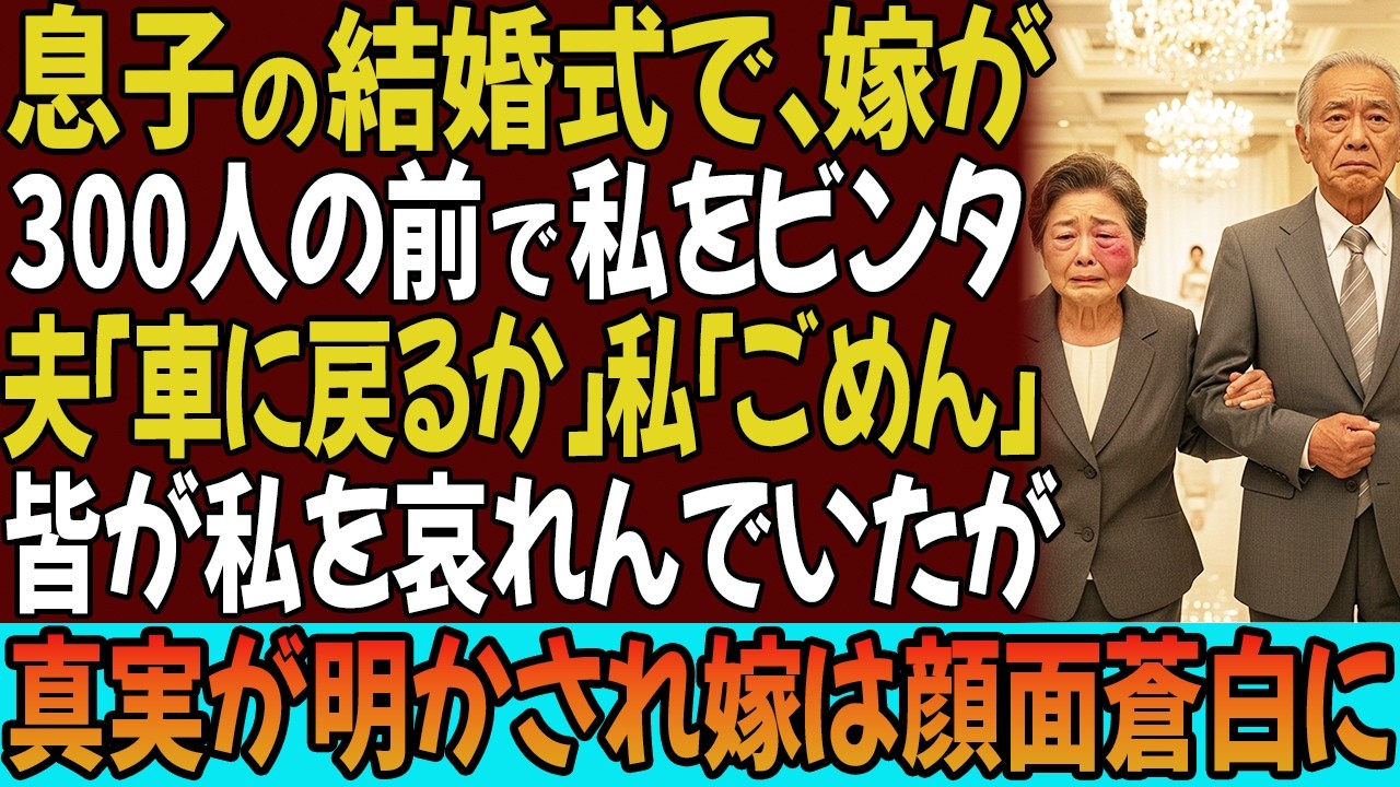 「貧乏ババアが式を汚すな！」息子の結婚式で、嫁が300人の前で私をビンタした…夫「車に戻るか」私「ごめん」皆が私を哀れんでいたが真実が明かされ嫁は顔面蒼白になった…