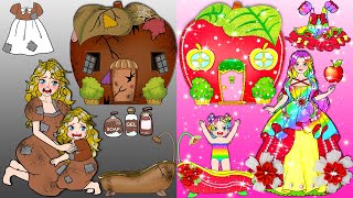 [🐾paper diy🐾] Magic Apple Vs Rapunzel Mother and Daughter New Home | Rapunzel Compilation 놀이 종이