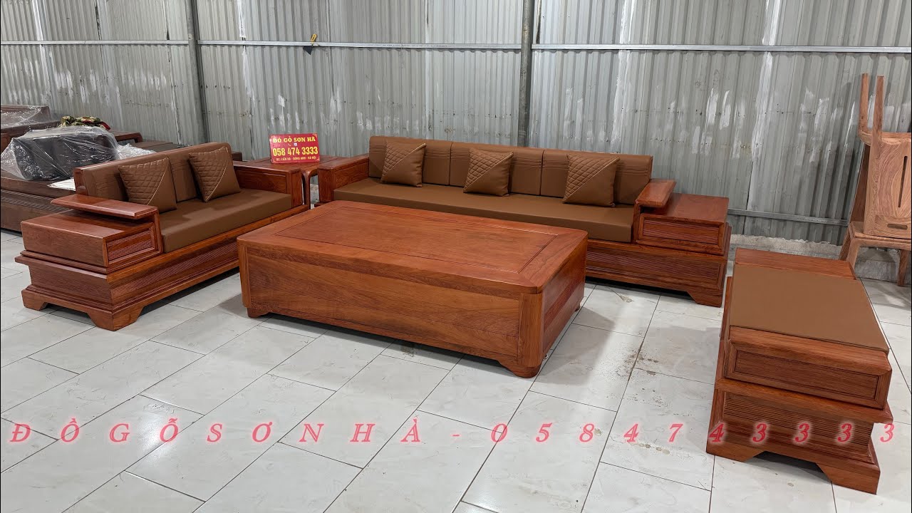 Sofa zito chân pháo gỗ hương đá hàng đặt theo kích thước yêu cầu | Xưởng Đồ Gỗ Sơn Hà