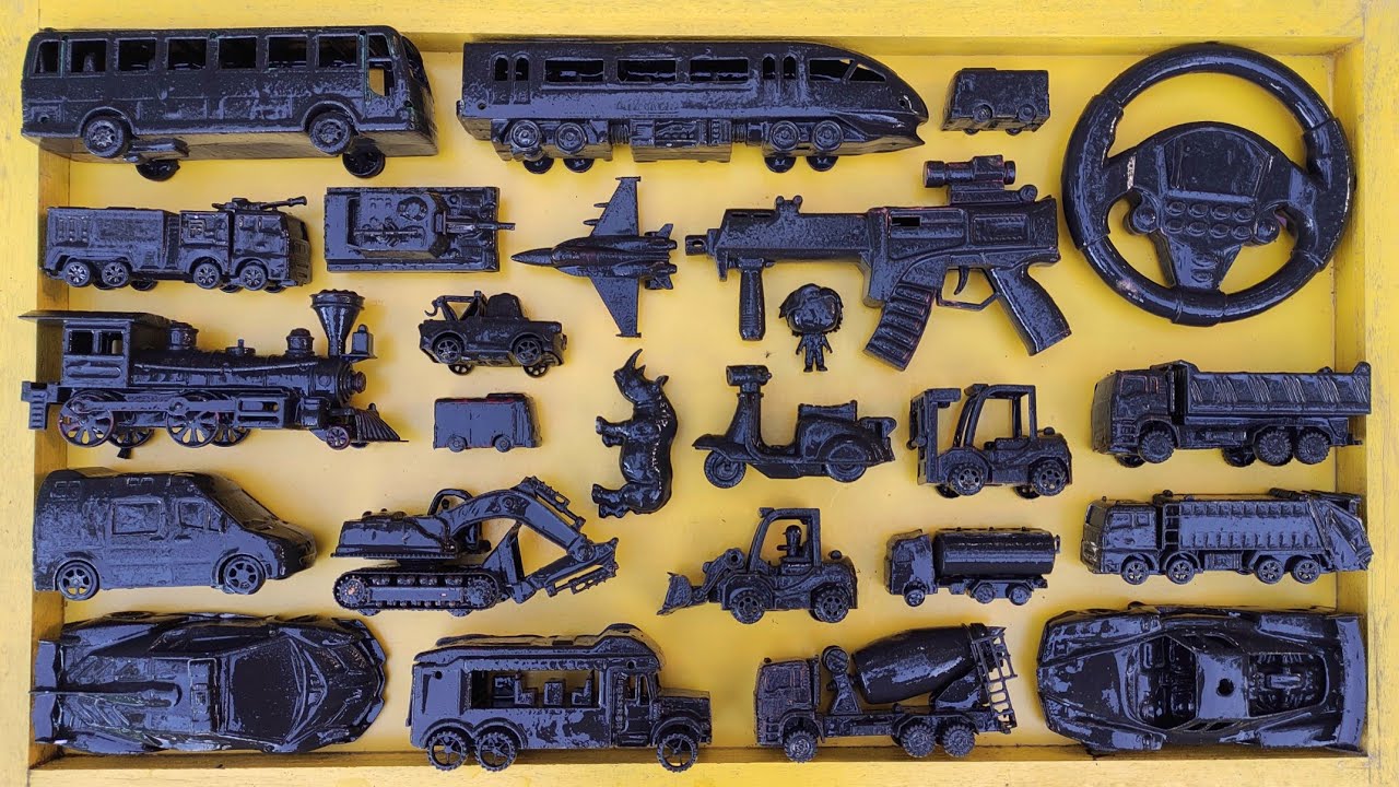 Membersihkan Mainan Mobil Balap, Truk Molen, Pesawat, Kereta Cepat, Forklift, Tank Baja, Excavator