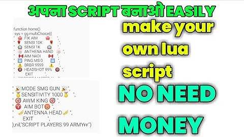 How To Make Own Lua Script Free Fire | अपना Lau कैसे बनाए Free Fire | Game Guardian |Players 99 Army