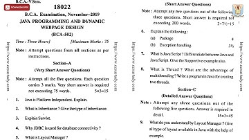 BCA 5TH SEM JAVA PROGRAMMING AND DYNAMIC WEBPAGE DESIGN NOV 2019 | CCSU
