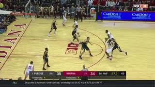 Indiana's and Purdue's horns stagger set for a shooter.