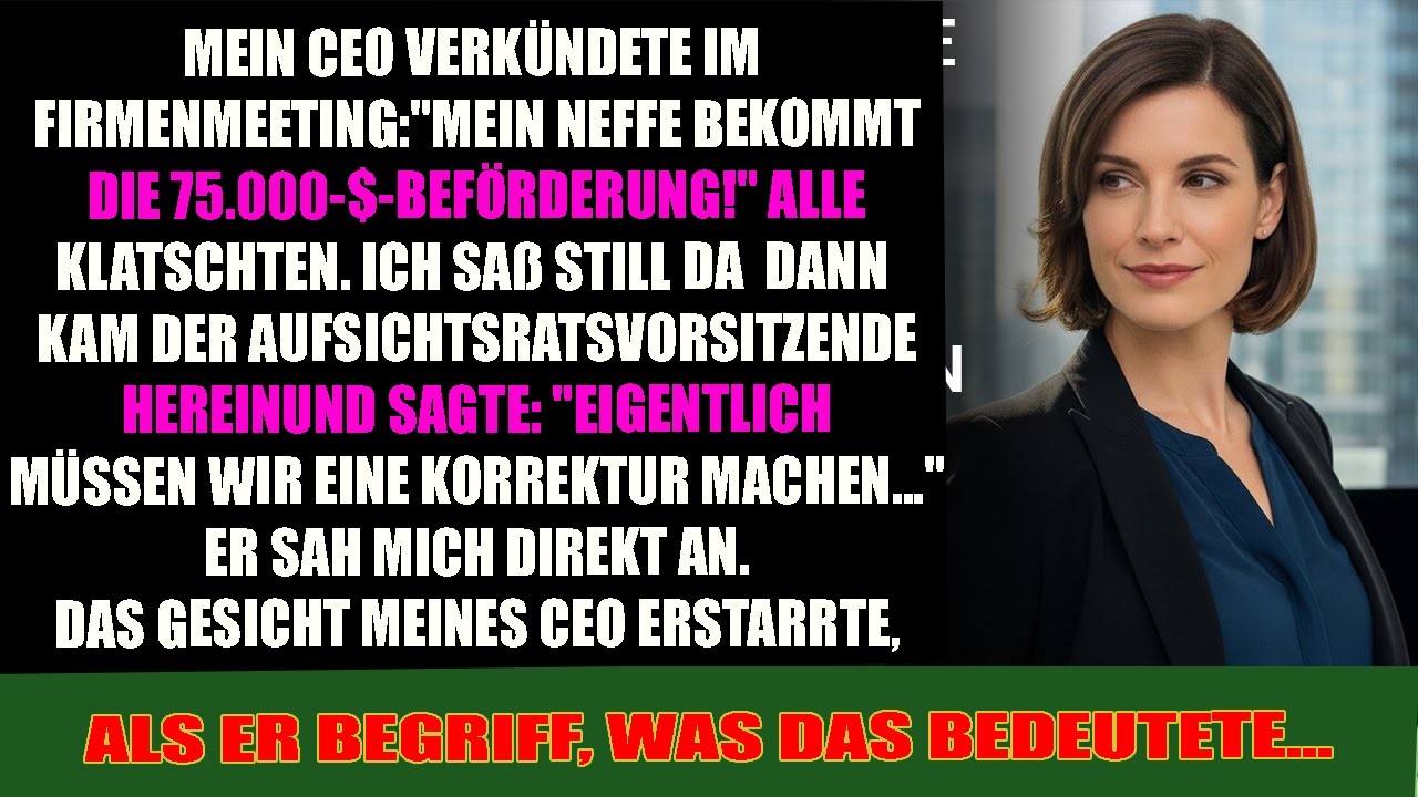 CEO gab die 75.000$-Beförderung dem Neffen.Der Vorstand nannte plötzlich den wahren Sieger. Rate mal