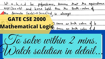 GATE CSE 2000 solution | Mathematical Logic