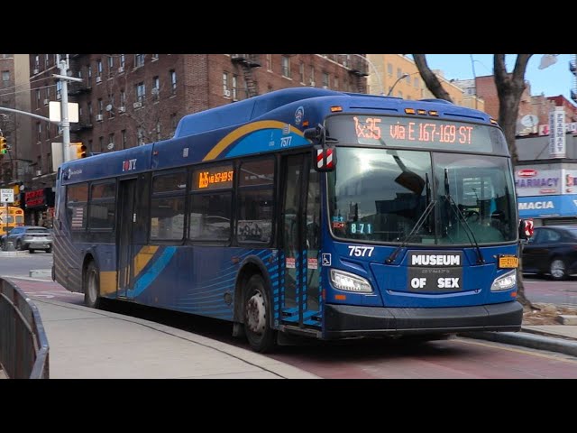 NYCT Bus: 2019 New Flyer XD40 #7577 on the Bx35 at Edward L. Grant