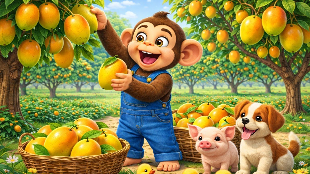 Harvesting Fruit on the Farm: Monkey Farmers and Their Pets Work Efficiently