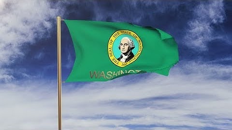 4K washington flag with title waving in the wind. Looping sun rises style. Animation loop Stock