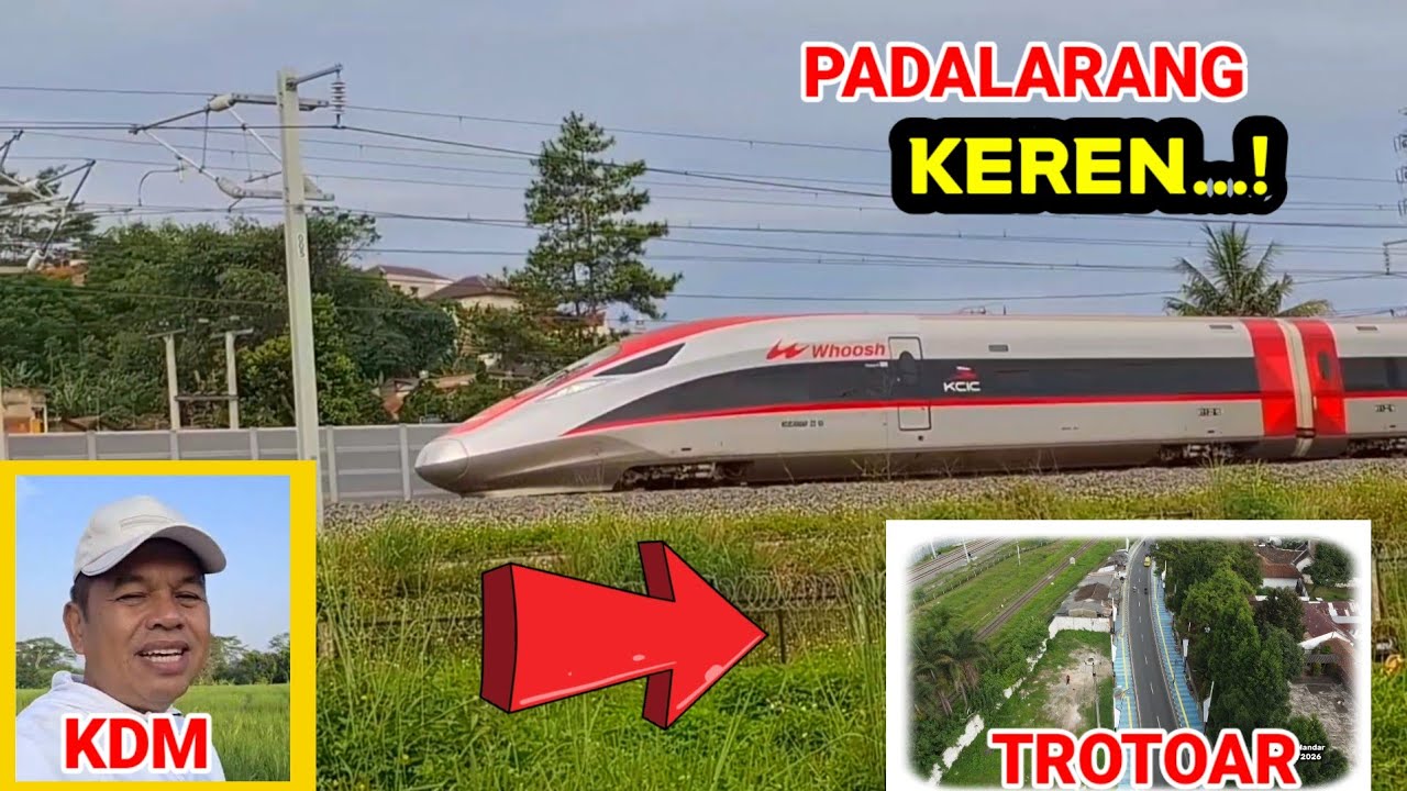 Lihat KERETA CEPAT sambil nongkrong di Trotoar Kang Dedi Mulyadi di Padalarang Bandung Barat