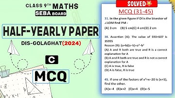 Class 9 Maths Half-Yearly SOLVED Question paper 2024 | Golaghat District | Part-C | SEBA board