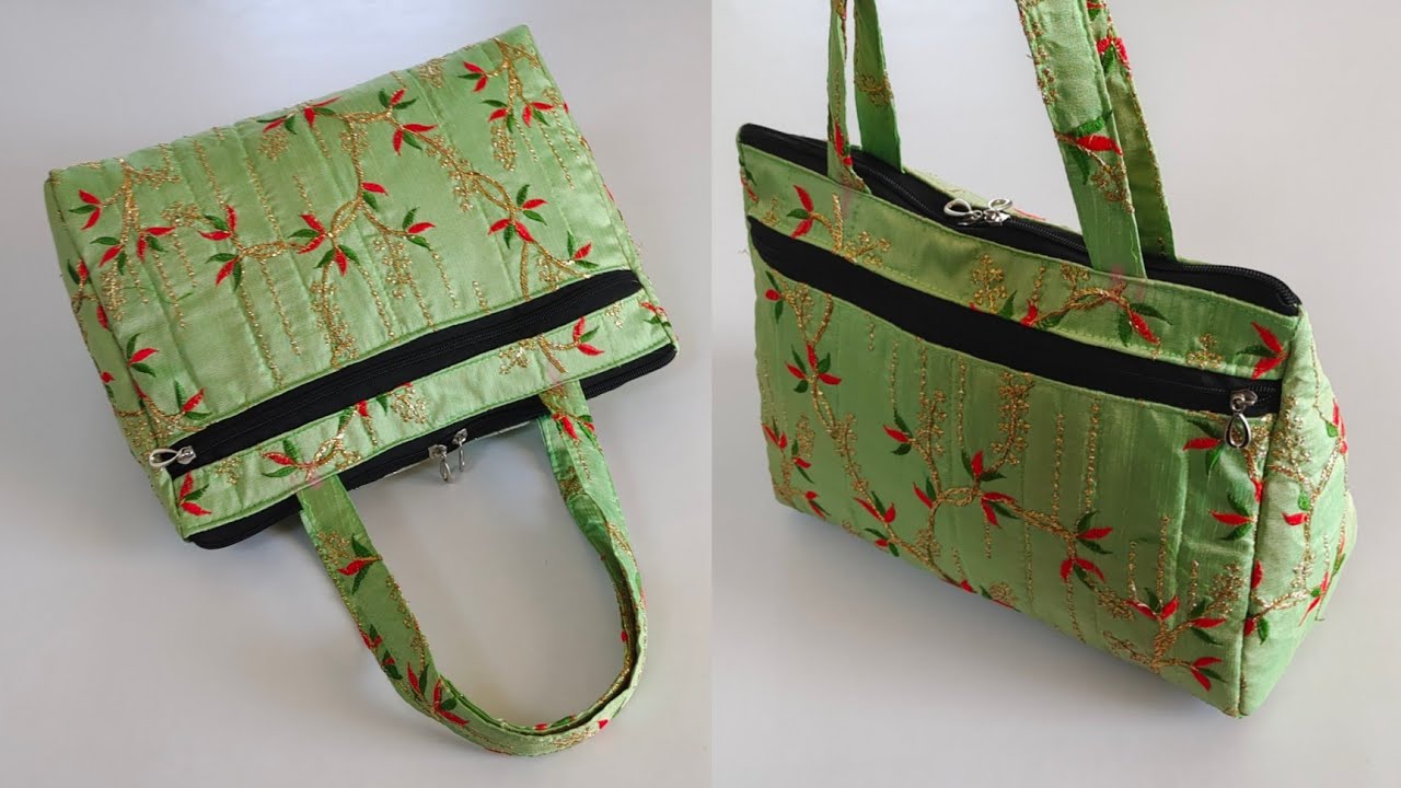 ⭐ बिना कट लगाएं बनाएं सुन्दर हैंडबैग || beautiful zipper handbag cutting and stitching/ bag making 👜