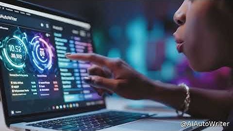 Beautiful girl taps AIAutoWriter; SEO articles auto-fill, dashboards pulse, UI morphs in hypnotic lo