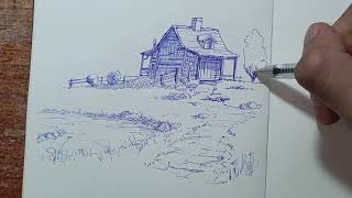 Drawing a cabin by the river [ep. 2]